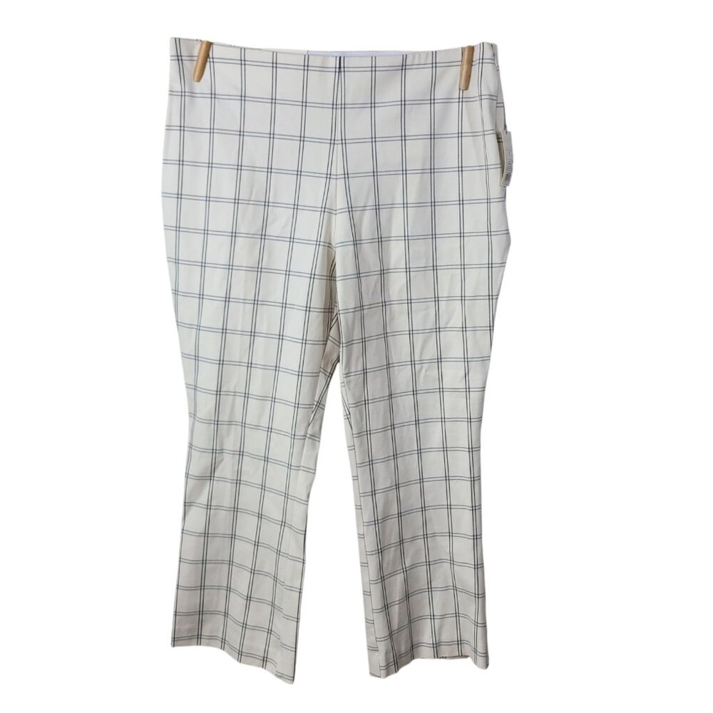 A New Day Women Pants 16 Plaid Kick Flare Window Pane Check Stretch Highest Rise